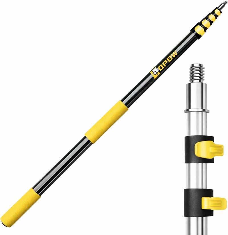 Opow 5-18 FT Long Telescopic Extension Pole, Multi-Purpose Aluminum Alloy Telescoping Rod with Universal Twist-on Metal Tip Flip-Lock Design, for Painting Cobweb Dusting, Window Cleaning, Christmas Lights - Image 1